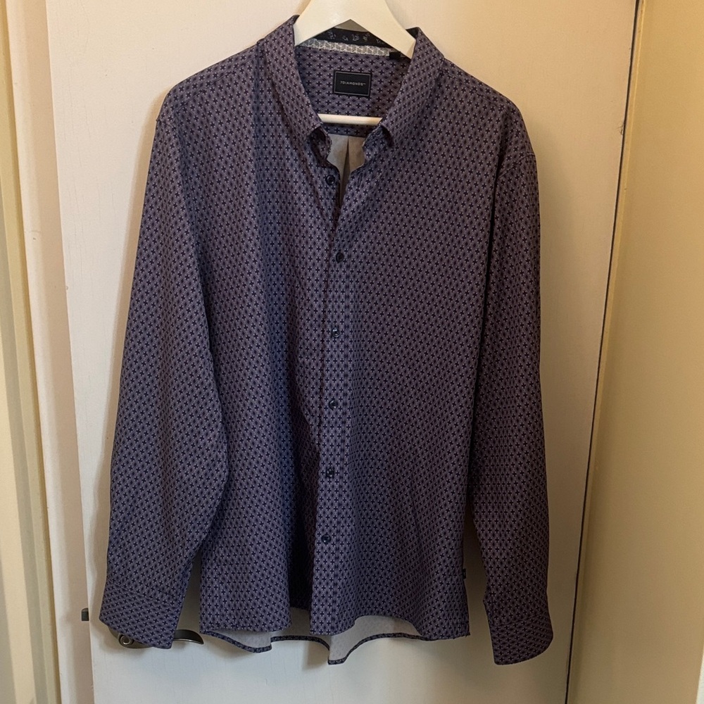 7 Diamonds Button-Up Shirt with Micro Geometric Print - Purple